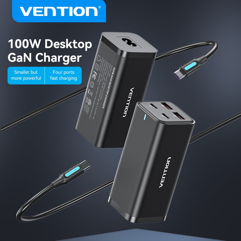 Vention อะแดปเตอร์ชาร์จเร็ว 100w QC 3.0 PD 3.0 Type C สําหรับ Iphone Ipad Tablet OPPO VIVO แล็ปท็อป