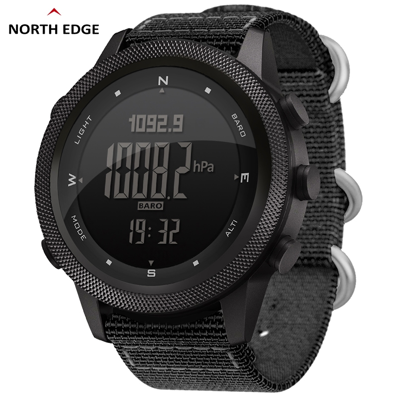 North Edge APACHE46 นาฬิกากีฬากลางแจ้งสําหรับผู้ชายเครื่องวัดระยะสูงบารอมิเตอร์เข็มทิศเครื่องวัดอุณห