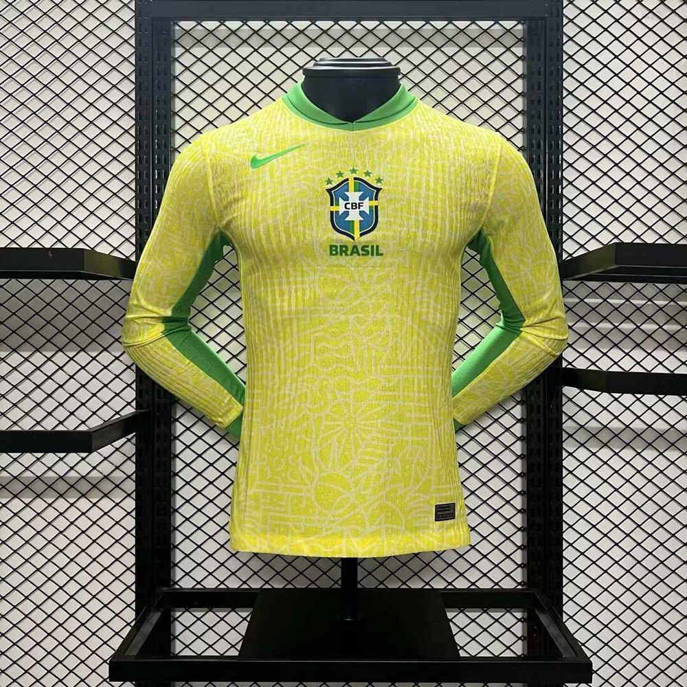 2024-25 บราซิล Player Version Home Long Sleeve Jersey เสื้อฟุตบอล