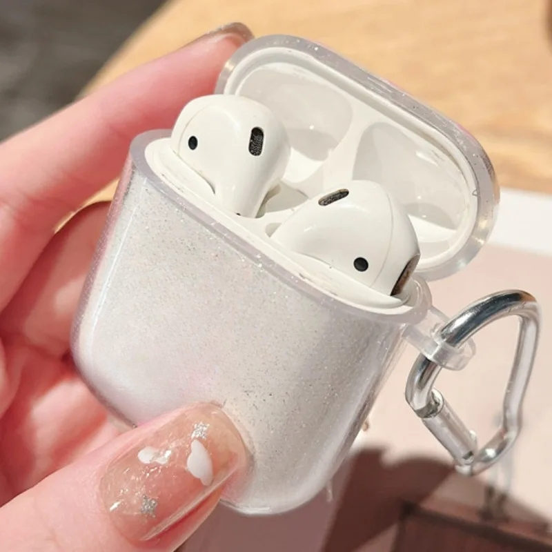 เคสหูฟังไร้สาย ซิลิโคนนิ่ม แบบใส ประดับกลิตเตอร์ วิบวับ หรูหรา สําหรับ Airpods Pro 2 Air Pods 3 2 1