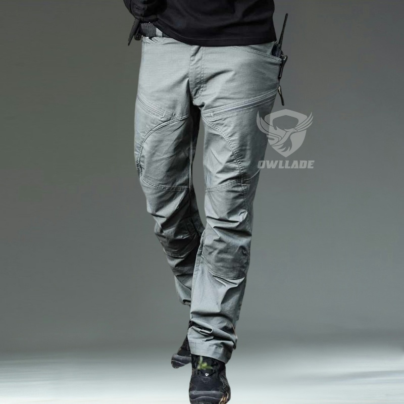 Owllade กางเกงคาร์โก้ยุทธวิธีอาวุโสสําหรับผู้ชาย KBZ01 สีเทากันน้ํา A01 2T