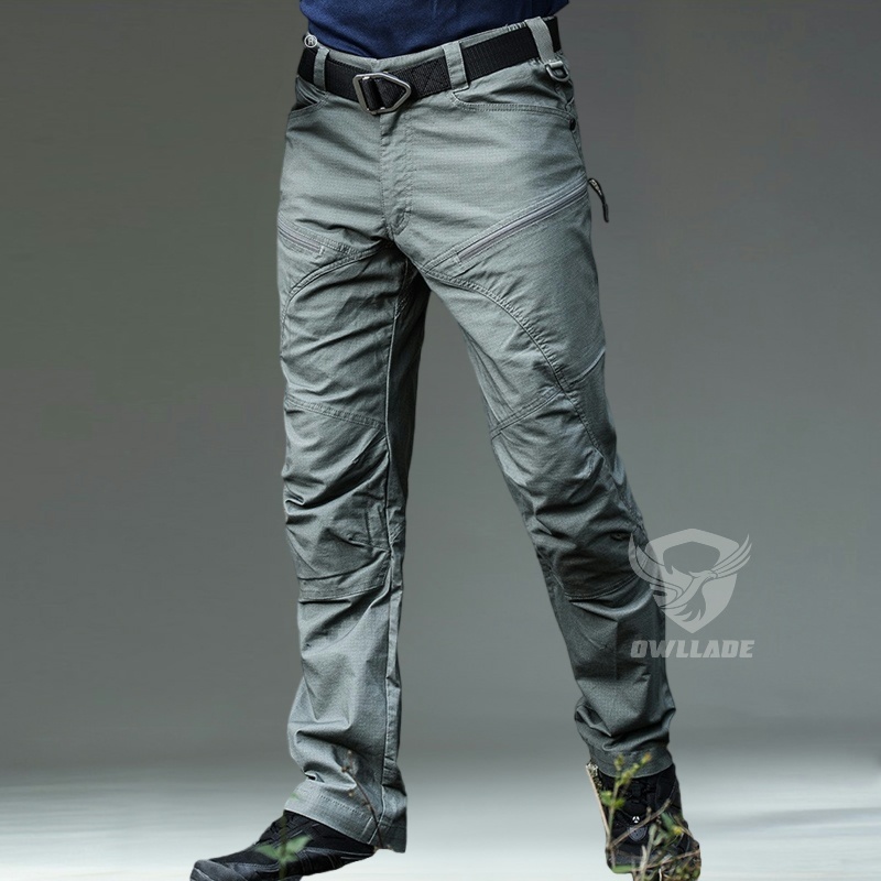 Owllade กางเกงคาร์โก้ยุทธวิธีอาวุโสสําหรับผู้ชาย KBZ01 สีเทากันน้ํา A01 2T