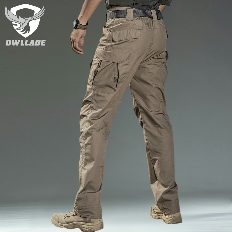 Eaglade กางเกงคาร์โก้ยุทธวิธีสําหรับผู้ชายใน Kahki Ix8 กันน้ํา