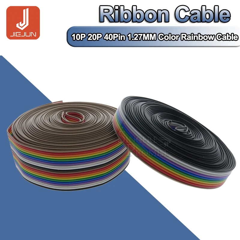 สายเคเบิล PCB พิช 10 ทาง 10P 20P 40Pin สีรุ้ง 1 เมตร 2.54 มม. พิช 20 ทาง ริบบิ้น 1 เมตร สายรุ้ง ดูปองท์ 10 ทาง 20/1 เมตร