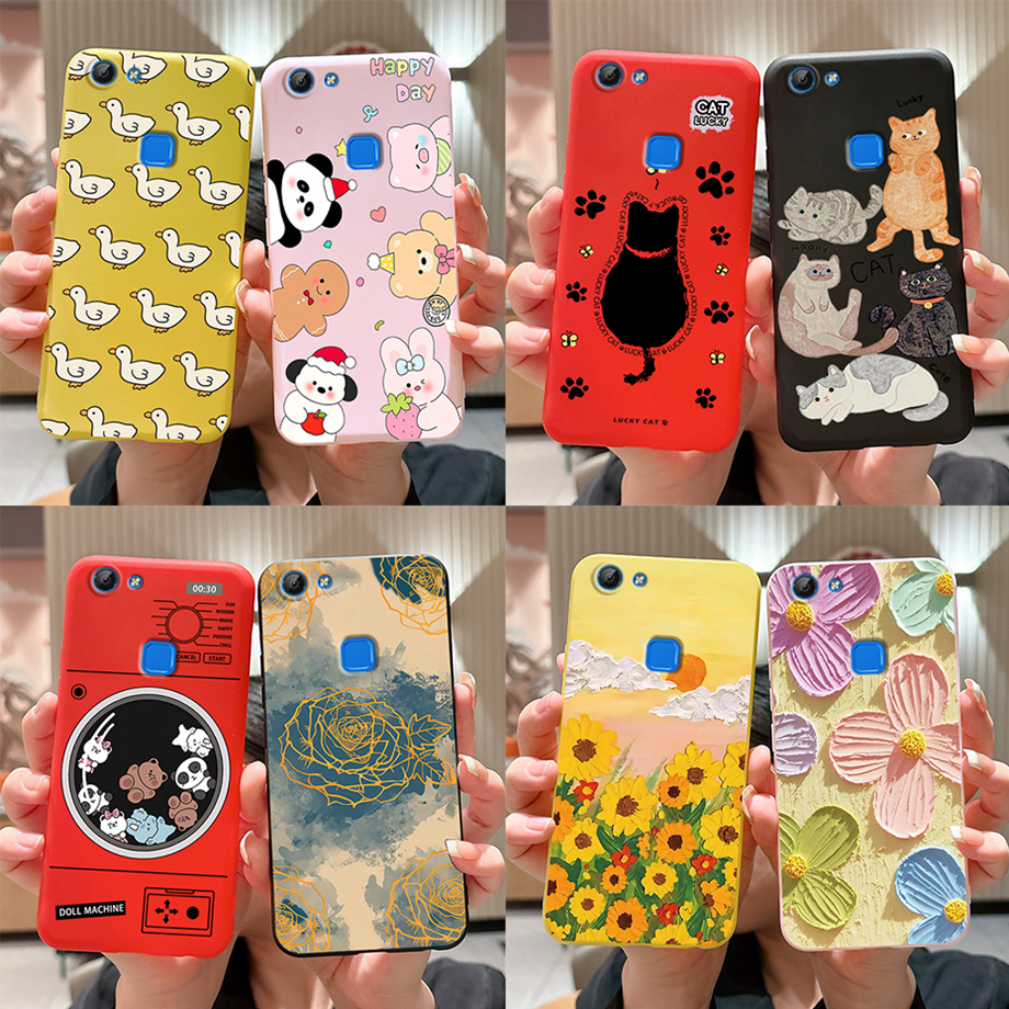 เคสโทรศัพท์มือถือ ซิลิโคนนิ่ม ผิวด้าน กันกระแทก สีแคนดี้ สําหรับ Vivo V7 1718