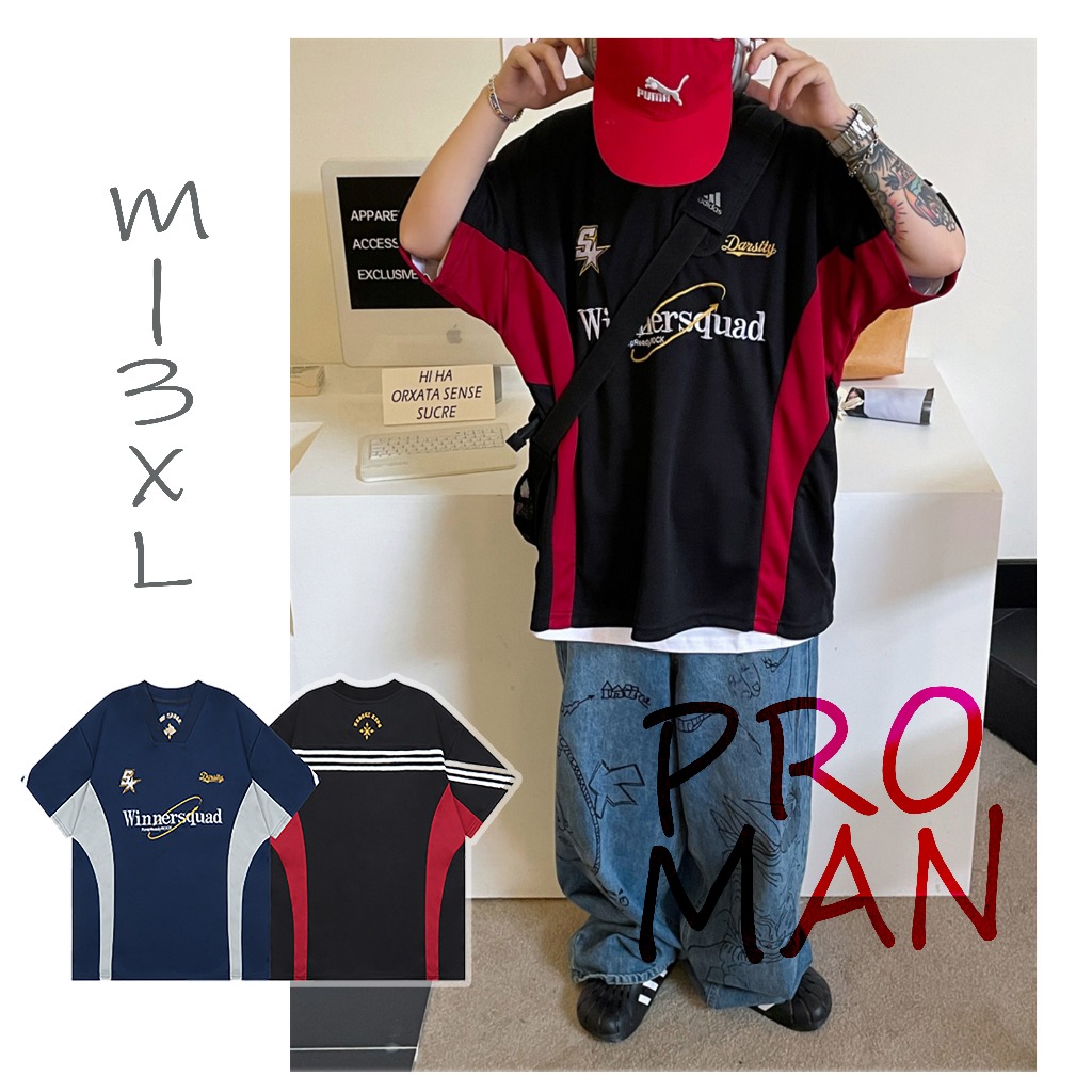 ⚡️Proman⚡️คอวี พิมพ์ลายตัวอักษร ทรงหลวม คุณภาพสูง แบบเรียบง่าย แฟชั่นทันสมัย