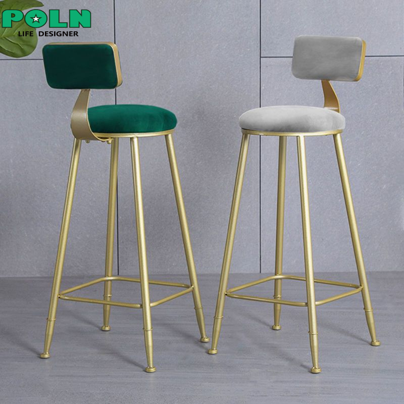 เก้าอี้ทรงสูง เก้าอี้บาร์ เก้าอี้โครงเหล็ก เบาะกำมะหยี่ นิ่มสบาย ทรงสวย แข็งแรง 40*65*75CM