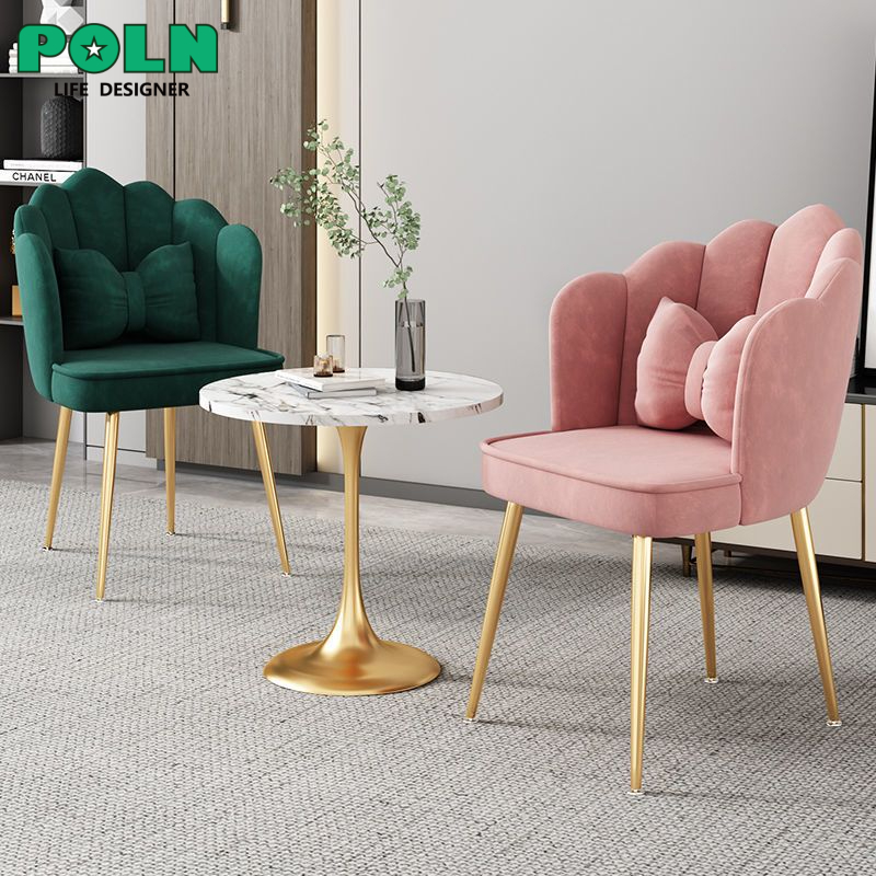 พร้อมส่ง เก้าอี้แต่งหน้า ส่งหมอน ผ้ากำมะยี่ เก้าอีห้องนอน รับแขก เก้าอี้โซฟา เก้าอี้ทำงาน ขาเหล็กสีทอง ส่งหมอน 62x47x82