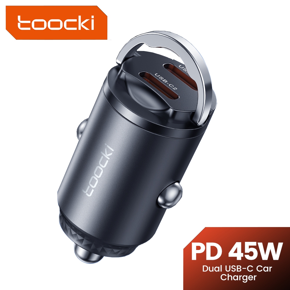 Toocki แหวนดึงชาร์จ USB C QC3.0 PD 45W ชาร์จเร็วมาก สําหรับ Samsung Huawei ในรถยนต์