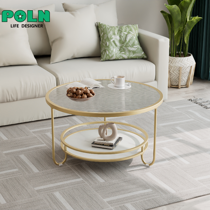 พร้อมส่ง โต๊ะกลาง โต็ะมินิมอล กระจกนิรภัย โต๊ะกลม สไตล์minimal เฟอร์นิเจอร์มินิมอล แต่งบ้านมินิมอล 60*60*45CM