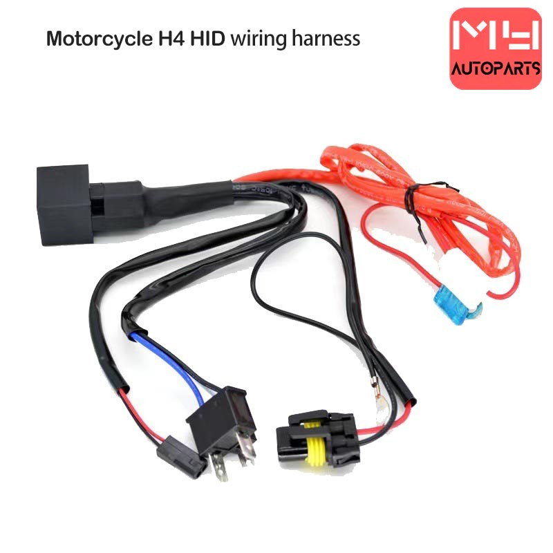 ไฟหน้ารถจักรยานยนต์ H4 HID Xenon Relay Harness สําหรับ Bixenon โปรเจคเตอร์เลนส์ควบคุมสายไฟสูงต่ํา Controller ลวดฟิวส์