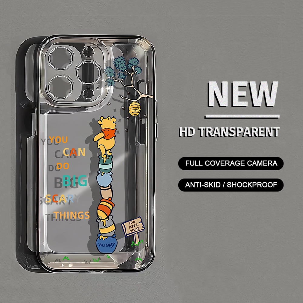 เคสโทรศัพท์มือถือแบบนิ่ม ใส ลายการ์ตูนวินนี่ เดอะ พูห์ สําหรับ iPhone 15 14 13 12 11 Promax 7 8 Plus X XR Xs Max
