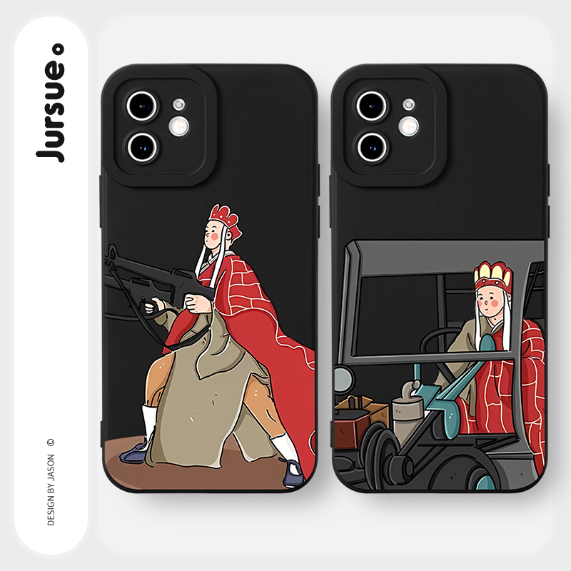 JURSUE เคสไอโฟน สีดำ เคสซิลิโคนนุ่มกันกระแทกน่ารักตลก เคสโทรศัพท์ Compatible for iPhone 16 15 14 13 12 11 Pro Max SE 2020 X XR XS 8 7 Plus พลัส Y4652