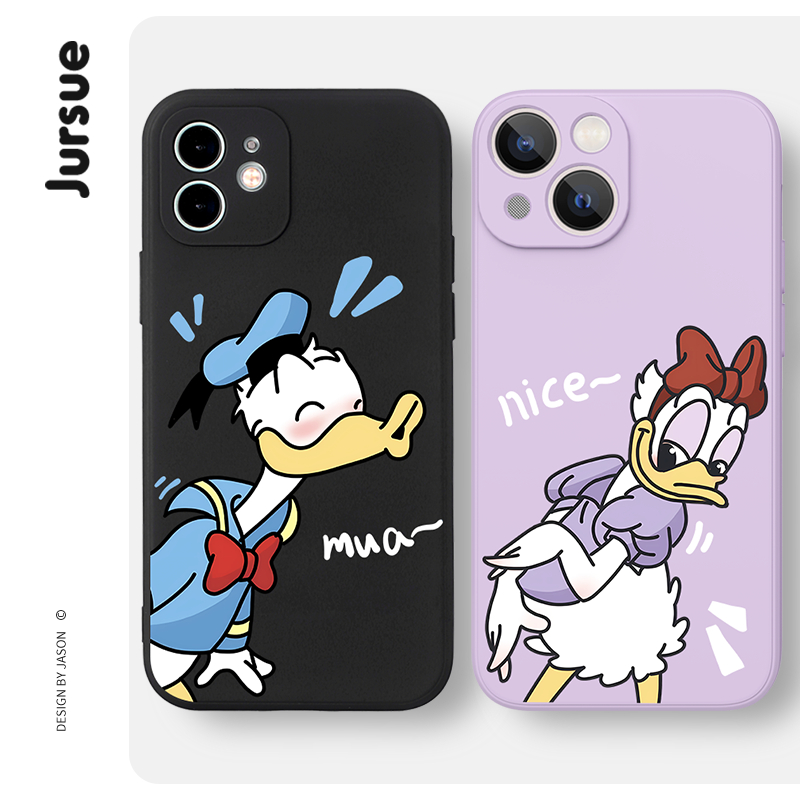 JURSUE เคสคู่ เคสไอโฟน คู่รัก กันกระแทกซิลิโคนนุ่มการ์ตูนตลก เคสโทรศัพท์ Compatible for iPhone 16 15 14 13 12 11 Pro Max SE 2020 X XR XS 8 7 Plus พลัส Y4650