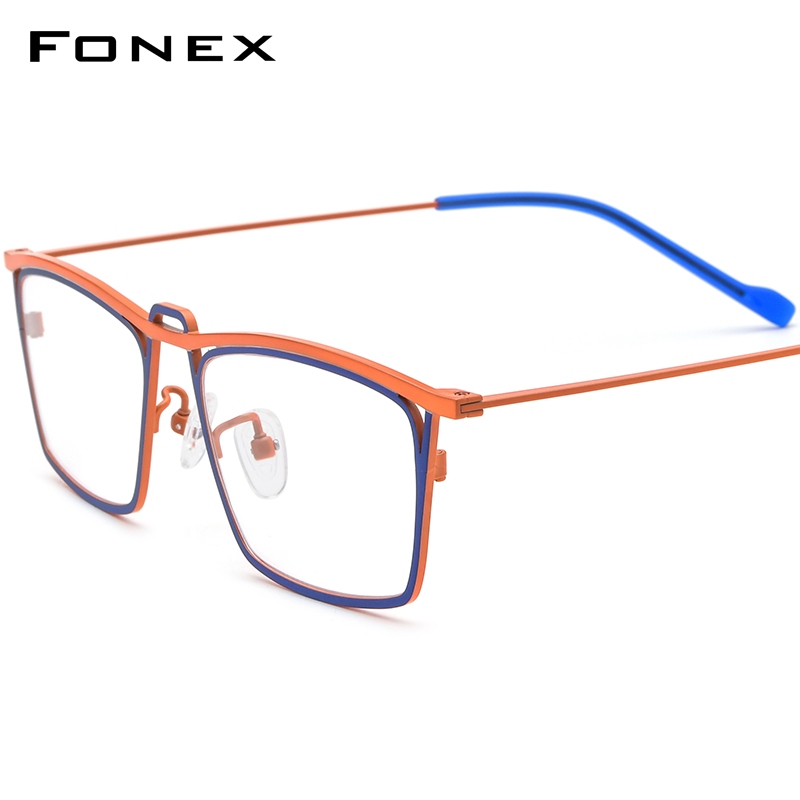 Fonex ใหม่ แว่นตา กรอบไทเทเนียม ทรงสี่เหลี่ยม สไตล์เรโทร สําหรับผู้หญิง และผู้ชาย F85794 2024