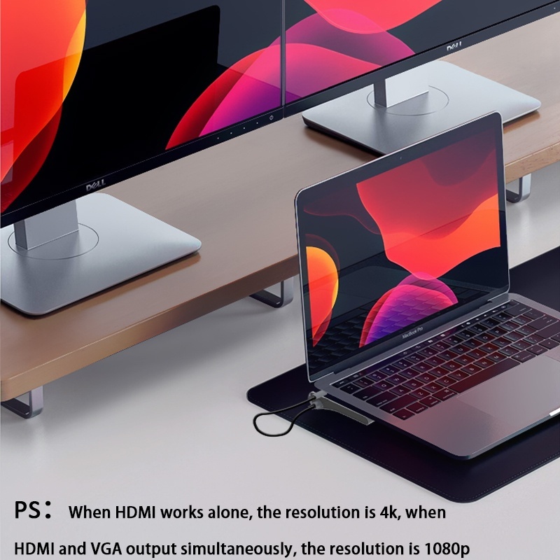 12in1 แท่นชาร์จ Type-C เป็น Dual HDMI*2 VGA Audio 3.5 มม. TF/SD RJ45 Ethernet PD ฮับ USB-C สําหรับแล็ปท็อป โทรศัพท์ แท็บเล็ต