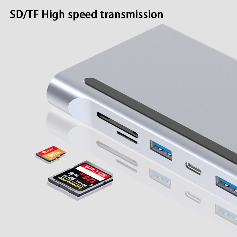 12in1 แท่นชาร์จ Type-C เป็น Dual HDMI*2 VGA Audio 3.5 มม. TF/SD RJ45 Ethernet PD ฮับ USB-C สําหรับแล็ปท็อป โทรศัพท์ แท็บเล็ต
