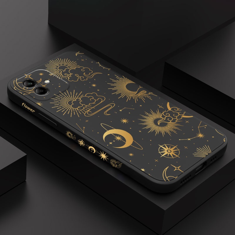 SAMSUNG Golden Starry Skyเคสโทรศัพท์สําหรับSamsung Galaxy A16 A06 A15 A25 A35 A55 A05 A05S 4G 5Gซิลิโคนเหลวด้านข้างรูปแบบฝาครอบ