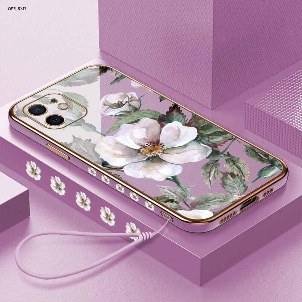 【Free Lanyard】 Realme 7 7i 6 6i 5 5S 5i 2 Pro 5G เคสเรียวมี สำหรับ Electroplating TPU Case Cartoon Flower TPU เคสโทรศัพท์