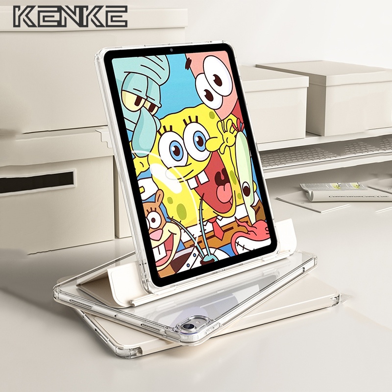 KENKE เคส iPad HD เคสอะคริลิคใสแบบถอดได้เคสแบบเต็มหน้าจอสำหรับ iPad Pro 11 นิ้ว Pro 12.9 iPad Air 4 Air 5 iPad gen 9 8 7 gen 10 case ไอแพดรุ่นที่ 9 รุ่นที่ 8 รุ่นที่ 7 เคสอัจฉริยะบางเฉียบ ไอแพดแอร์ รุ่นที่ 5