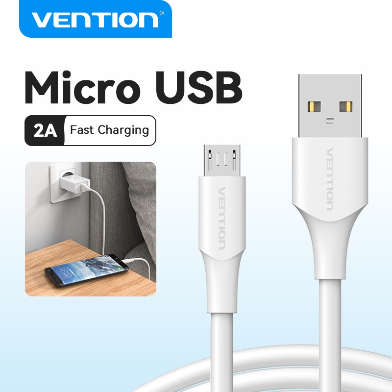 Vention สายชาร์จ Micro USB 2A ปัจจุบัน ทนทาน สายเคเบิลแจ็กเก็ต PVC เข้ากันได้กับโทรศัพท์มือถือ Xiaomi / Samsung