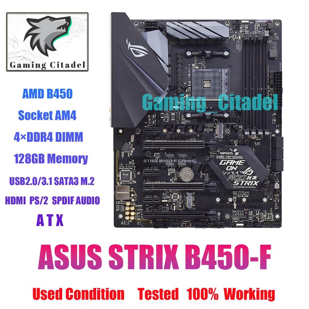 เมนบอร์ดเล่นเกม ASUS TUF B450M-PRO GAMING AMD B450 AM4 MATX USB 3.1 พร้อมโล่ I/O