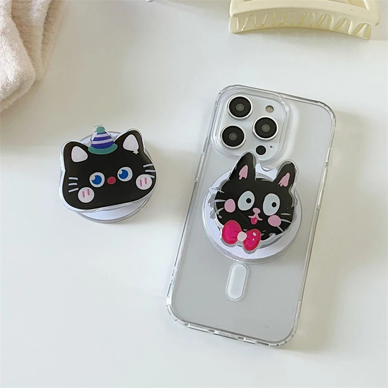 แมวน่ารักเกาหลี สําหรับ Magsafe แม่เหล็กโทรศัพท์ Griptok Grip Tok Stand สําหรับ iPhone เคสชาร์จไร้สาย แบบพับได้ แหวนนิ้ว