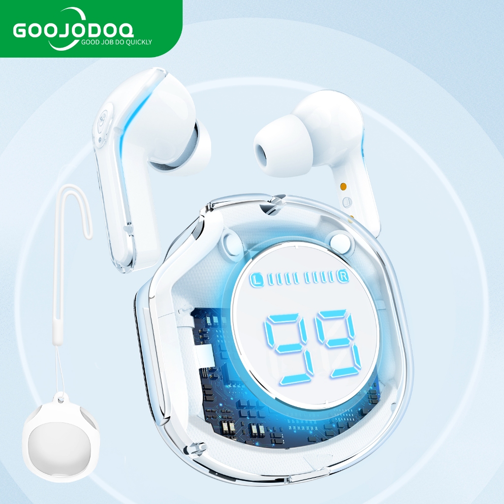 GOOJODOQ V5.3 หูฟังบลูทูธ สเตอริโอ HiFi พร้อมเคสชาร์จ หน้าจอ LED
