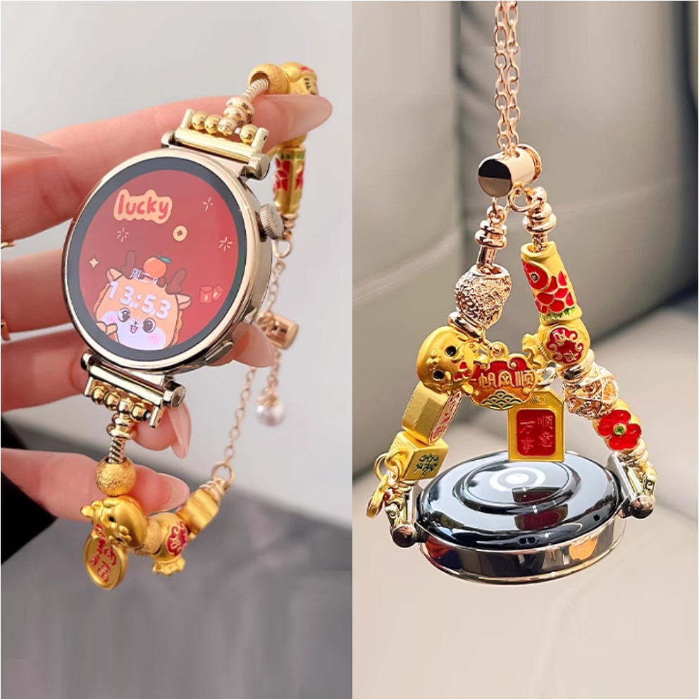 Luxury Golden สาย huawei watch gt 5 pro Strap สาย huawei watch gt4 Strap GT2 pro GT2E GT2 GT3 GT3 Pro สายนาฬิกา huawei gt4 Strap Amazfit Bip 5 สาย Amazfit Bip 3 pro Strap Amazfit bip u pro GTS2 GTS3 Amazfit GTS 4 mini Galaxy Watch 7/ huawei watch gt 5 สาย