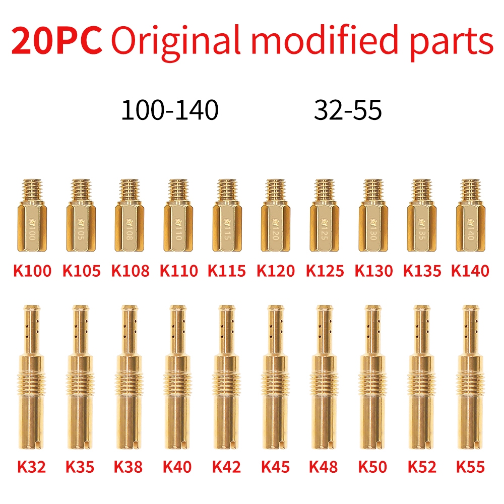 รถจักรยานยนต์หัวฉีด jets 20 pcs/40 pcs series lot คาร์บูเรเตอร์ main jet และ pilot jets สำหรับ PWK (KOSO OKO) PE (NSR KX80 KX100 KX125) PZ (CG125-250 TXM125 155 250 ATC200X AKT150) CVK (5 มม.) ชุดซ่อมคาร์บูเรเตอร์