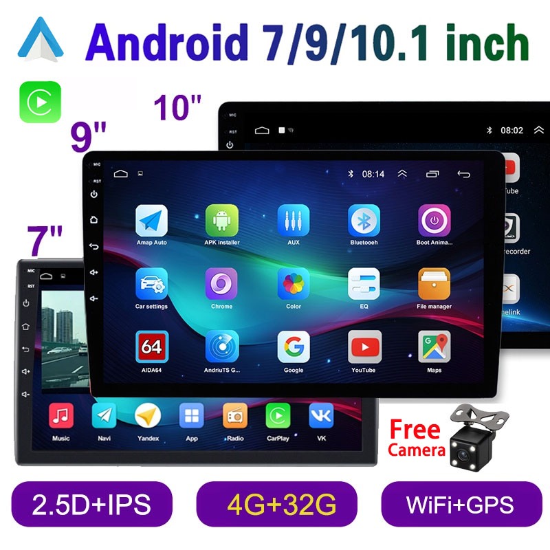 จอแอนดรอย [4G ram+32G IPS] 7 นิ้ว 9 นิ้ว 10.1 นิ้ว จอ 2din จอติดรถยนต์ FM GPS Wifi บลูทูธ EQ USB Android 12.0 วิทยุติดรถยนต์