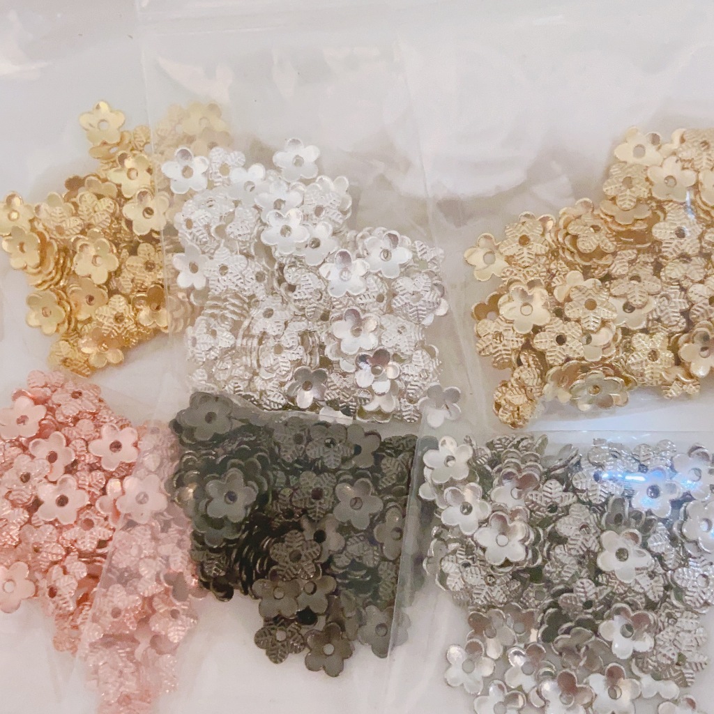 A0010 [Monochrome รับฟรี 50 ชิ้นสําหรับการสั่งซื้อ 100 ชิ้น] 14K Gold-Clad สี-การเก็บรักษาอุปกรณ์เสริมใบห้ากลีบ Receptacle ดอกไม้หมวก Spacer ผู้ถือลูกปัดสร้อยคอสร้อยข้อมือต่างหู diy เครื่องประดับวัสดุอุปกรณ์เสริม