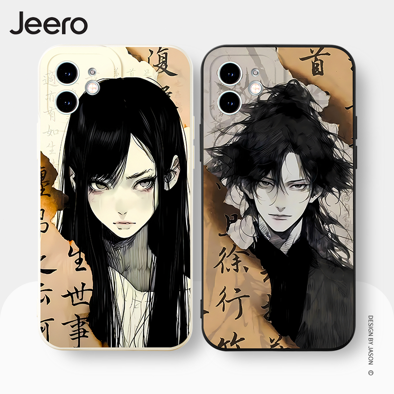 Jeero เคสคู่ เคสไอโฟน คู่รัก กันกระแทกซิลิโคนนุ่มลายการ์ตูนน่ารักตลก เคสโทรศัพท์ Compatible for iPhone 16 15 14 13 12 11 Pro Max SE 2020 X XR XS 8 7 Plus xsmax 7plus 8plus พลัส E131Q