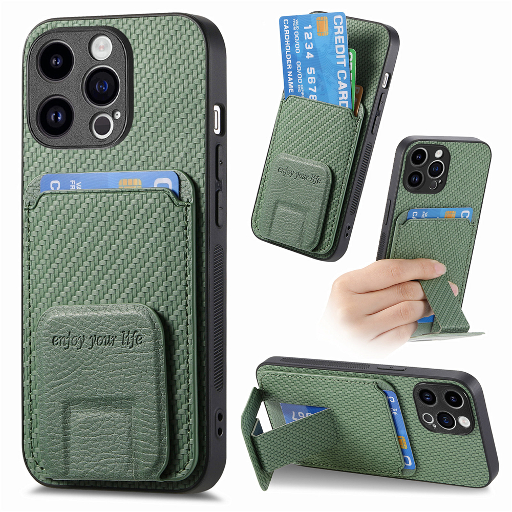 สีเขียวสําหรับ iPhone 17 Air 16 16E 15 Pro Max 14 Plus 13 12 11 XS XR X 8 7 เคสกันกระแทกพร้อมวงเล็บเสียรูปและกระเป๋าสตางค์ช่องเสียบการ์ดเคร