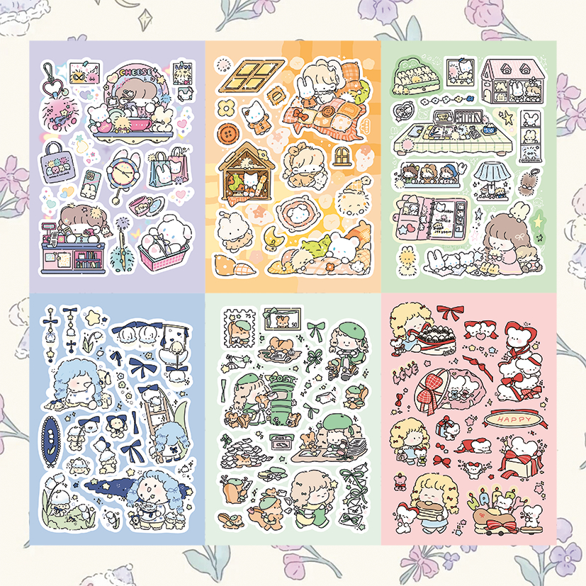 สติกเกอร์ ลายการ์ตูนเด็กผู้หญิงน่ารัก DIY สําหรับตกแต่งสมุดภาพ นักเรียน