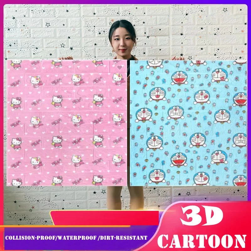 จัดส่งวันนี้!5%off 3D DIY สติ๊กเกอร์วอลเปเปอร์โฟมกันน้ําสําหรับติดตกแต่งผนังบ้าน รูปแบบโดราเอมอนรูปแบบคิตตี้การ์ตูนอิฐ 3 มิติ