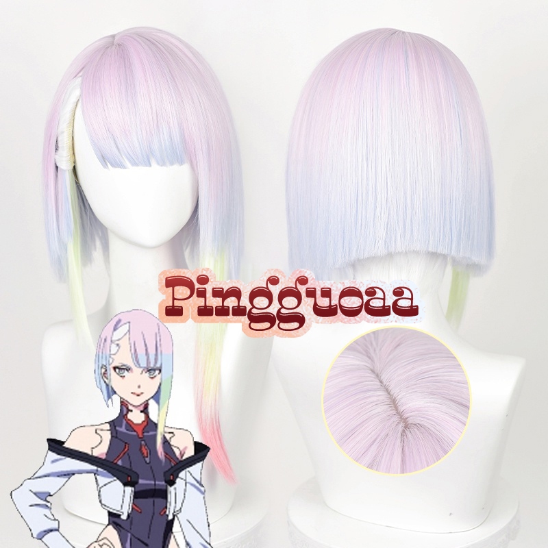 Cyberpunk Edgerunners Lucy Cosplay Wig Mixed Color Hair Anime Heat Resistant Synthetic Wigs