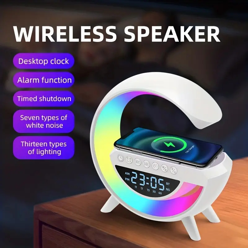3in1 ลําโพงไร้สาย 15w นาฬิกาปลุก ลําโพงบลูทูธ พร้อมวิทยุ FM โคมไฟอัจฉริยะ ตกแต่งบ้าน