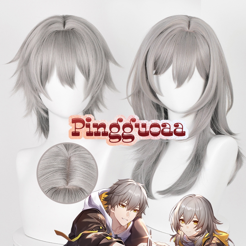 Honkai: Star Rail Female/Male Trailblazer Cosplay Wig 52cm/36cm Gray Gradient Heat Resistant Synthetic Wigs