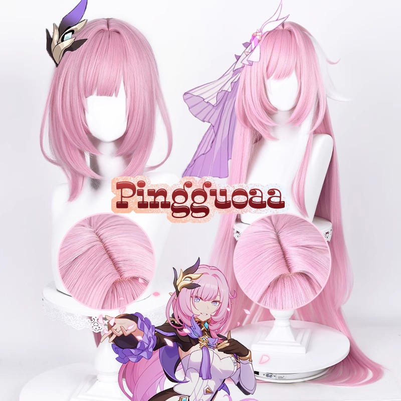 【Manmei】Honkai Impact 3rd Elysia Cosplay Wig Long Pink Heat Resistant Hair Halloween Woman Cute Wigs