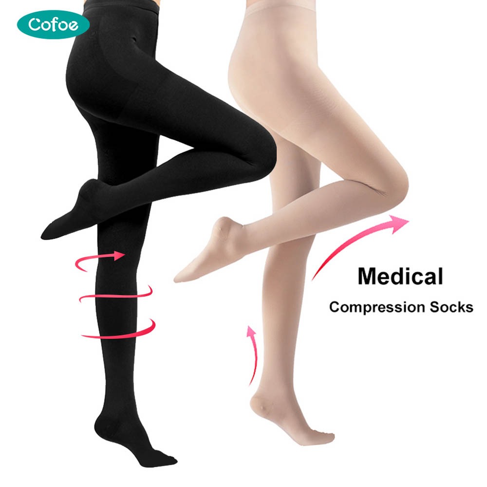 Cofoe ถุงน่องบีบอัด สําหรับเส้นเลือดขอด เส้นเลือดขอด ถุงน่องขาทางการแพทย์ ถุงน่องต้นขา ถุงเท้า Unisex