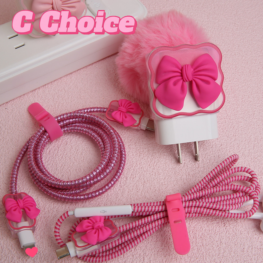 Bow ชุดป้องกันที่ชาร์จหูฟัง ลายการ์ตูนคลื่น สําหรับ iPhone 15 18W 20W 12 13promax 14 plus 1.15 ม.