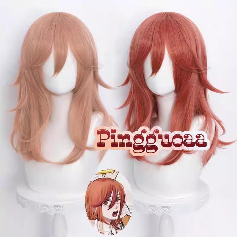 Chainsaw Angel Devil Cosplay Wig 50cm Long Light/Dark Orange Brown Hair Heat Resistant Synthetic Wigs