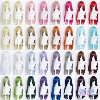 【Manmei】80cm Long Universal Cosplay Wig Bangs Straight Multicolor Modeling Practice Hand Wigs Heat Resistant Synthetic Hair