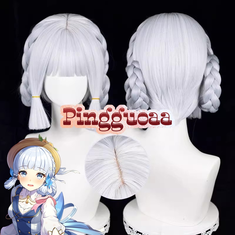 Genshin Impact New Skin Springbloom Missive Kamisato Ayaka Cosplay Wig 30 Silver Blue Braided Wigs H