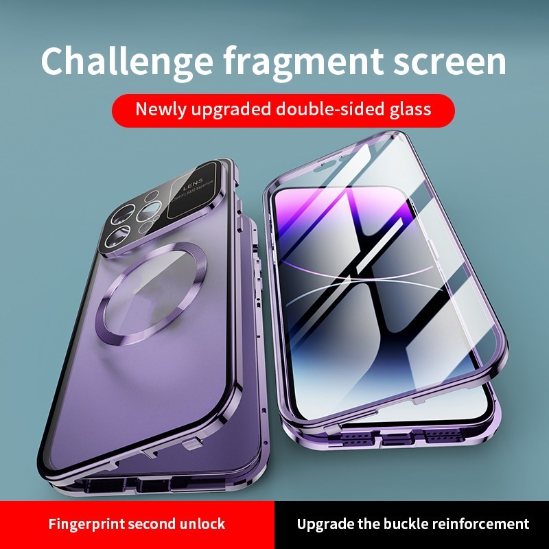 เคสโทรศัพท์มือถือแบบแก้ว สองด้าน แม่เหล็ก 360 องศา ป้องกันการแอบมอง สําหรับ iPhone 15 Pro Max Plus