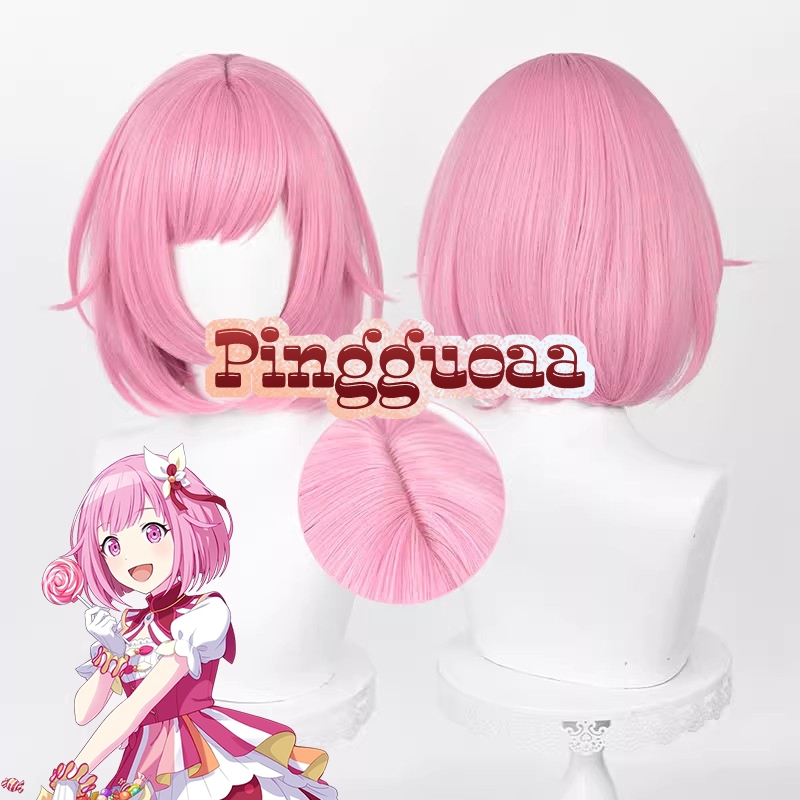 Anime Project SEKAI COLORFUL STAGE! Ootori Emu Cosplay Wig 34cm Short Pink Heat Resistant Synthetic 
