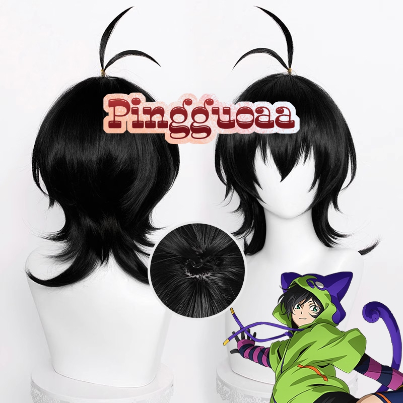 วิกผมสังเคราะห์ ทนความร้อน สีดํา ลายการ์ตูนอนิเมะ Sk8 the Infinity Miya 33 ซม.