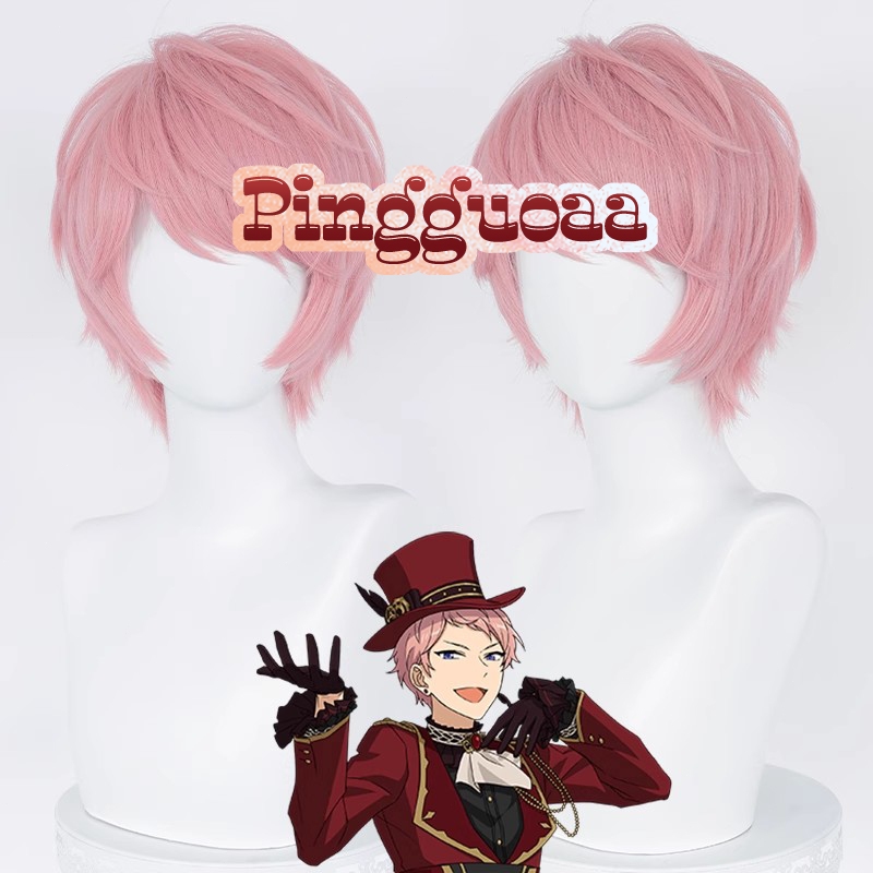ES Ensemble Stars Itsuki Shu Cosplay Wig 30cm Short Pink Hair Heat Resistant Synthetic Wigs