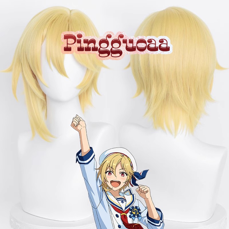 ES Nazuna Nito Cosplay Wig Ensemble Stars Cosplay 40cm Golden Blond Heat Resistant Synthetic Wigs